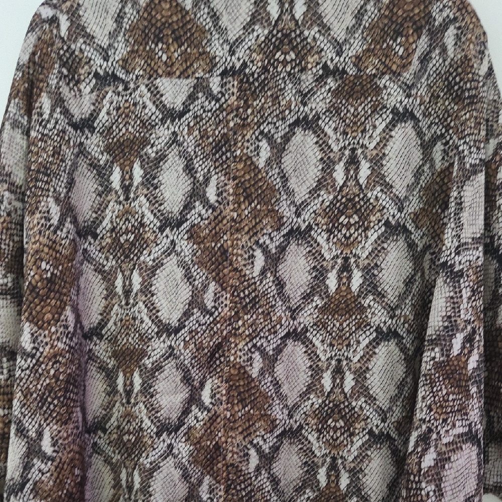 Alembika Brown Python Snakeskin Print Button-Up B… - image 6